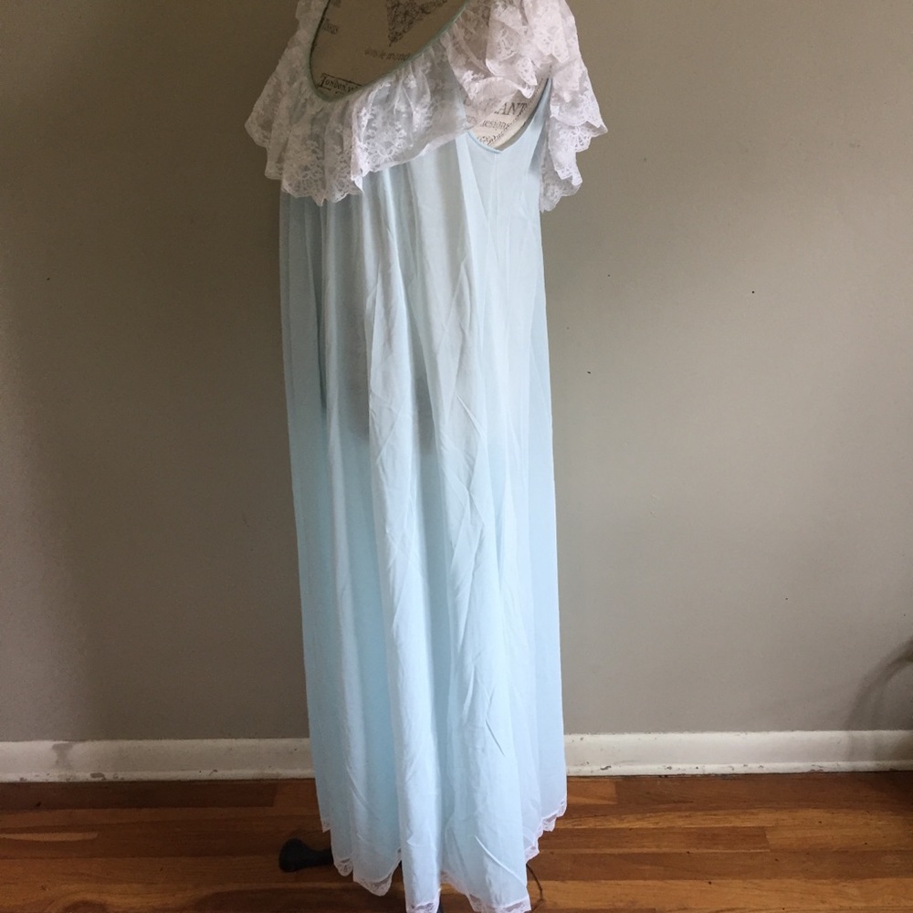 Vintage blue white lace slip dress m/ l - Picture 13 of 13